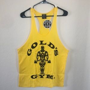 NWT-Mens Golds Gym Training Workout Muscle Vest SleevelessYellow …